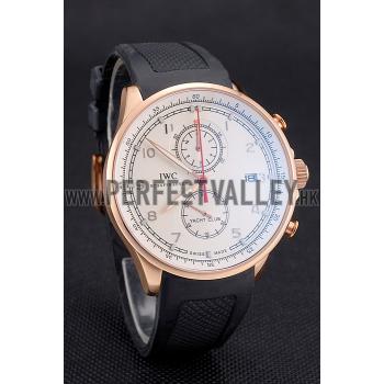 Cheap IWC Portugieser Yacht Club White Dial Rose Gold Case Black Rubber Strap