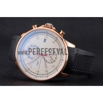 Cheap IWC Portugieser Yacht Club White Dial Rose Gold Case Black Rubber Strap