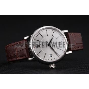 IWC Portofino Silver Dial Stainless Steel Case Brown Leather Strap