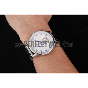 IWC Portugieser Tourbillon White Dial Blue Numerals Stainless Steel Case Two Tone Blue Steel Numerals