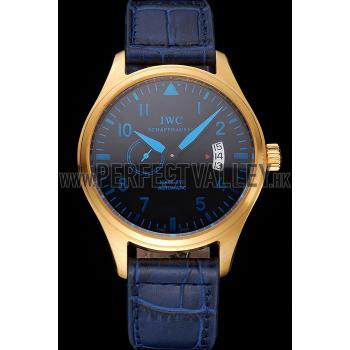 IWC Mark XVll Blue Dial Gold Stainless Steel Case Blue Leather Strap Replica