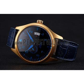 IWC Mark XVll Blue Dial Gold Stainless Steel Case Blue Leather Strap Replica