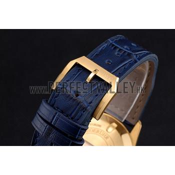 IWC Mark XVll Blue Dial Gold Stainless Steel Case Blue Leather Strap Replica