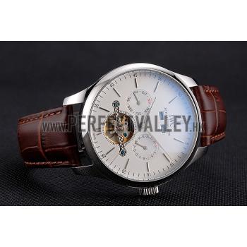 IWC Portofino Tourbillon White Dial Stainless Steel Case Brown Leather Strap