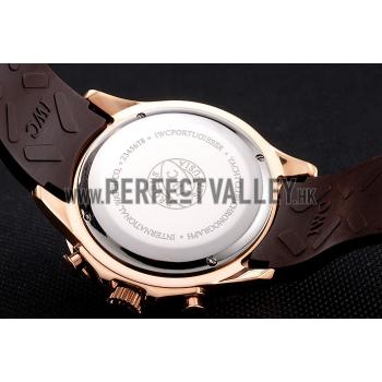 Replica IWC Portugieser Yacht Club Brown Dial Rose Gold Case Brown Rubber Strap