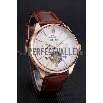 IWC Portofino Tourbillon White Dial Rose Gold Case Broen Leather Strap