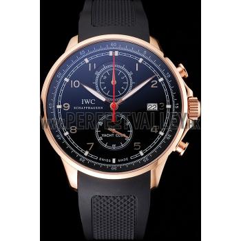 IWC Portugieser Yacht Club Black Dial Rose Gold Case Black Rubber Strap