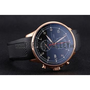 IWC Portugieser Yacht Club Black Dial Rose Gold Case Black Rubber Strap