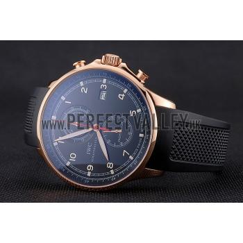 IWC Portugieser Yacht Club Black Dial Rose Gold Case Black Rubber Strap