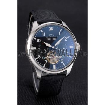 IWC Pilot Tourbillon Black Dial Stainless Steel Case Black Textile Strap