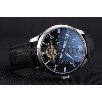 IWC Pilot Tourbillon Black Dial Stainless Steel Case Black Textile Strap