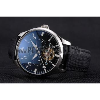 IWC Pilot Tourbillon Black Dial Stainless Steel Case Black Textile Strap