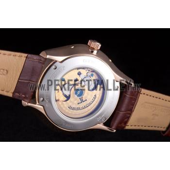 Jaeger Lecoultre Master Gold Bezel Brown Leather Band  621611