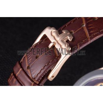 Jaeger Lecoultre Master Gold Bezel Brown Leather Band  621611