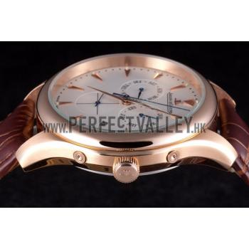 Jaeger Lecoultre Master Gold Bezel Brown Leather Band  621611