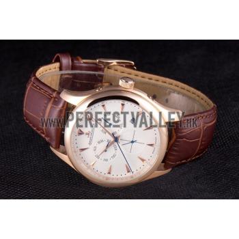 Jaeger Lecoultre Master Gold Bezel Brown Leather Band  621611