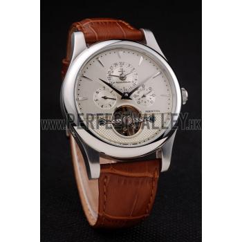 Jaeger Le Coultre Master Control Tourbillon White Dial Brown Leather Strap