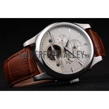 Jaeger Le Coultre Master Control Tourbillon White Dial Brown Leather Strap