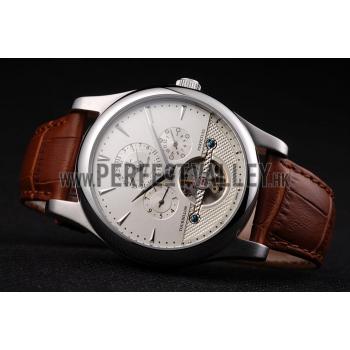 Jaeger Le Coultre Master Control Tourbillon White Dial Brown Leather Strap