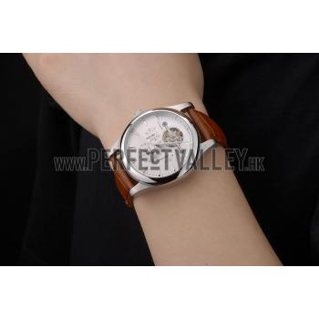 Jaeger Le Coultre Master Control Tourbillon White Dial Brown Leather Strap