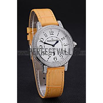 Jaeger LeCoultre Rendez-Vous White Dial Yellow  Leather Strap  622088