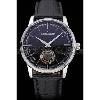 Jaeger-LeCoultre Master Flying Tourbillon Black Dial Stainless Steel Case Black Leather Strap  622777