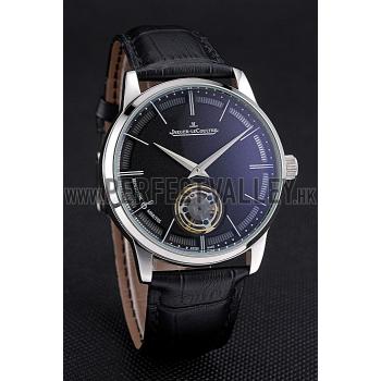 Jaeger-LeCoultre Master Flying Tourbillon Black Dial Stainless Steel Case Black Leather Strap  622777