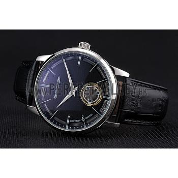 Jaeger-LeCoultre Master Flying Tourbillon Black Dial Stainless Steel Case Black Leather Strap  622777