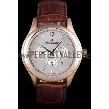 Jaeger Lecoultre Master Chronograph Gold Bezel Brown Leather Band  621610