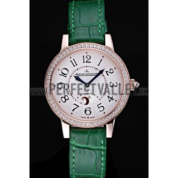 Jaeger LeCoultre Rendez-Vous White Dial Green Leather Strap  622085