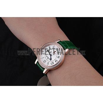 Jaeger LeCoultre Rendez-Vous White Dial Green Leather Strap  622085