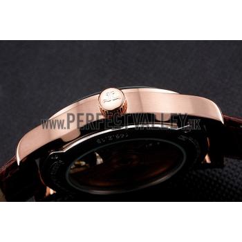 Jaeger LeCoultre Master Moonphase Tourbillon White Dial Rose Gold Case Brown Leather Strap