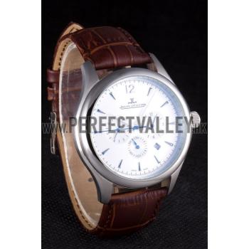 Jaeger Lecoultre Master Chronograph Silver Bezel Brown Leather Band  621612