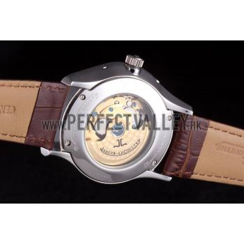 Jaeger Lecoultre Master Chronograph Silver Bezel Brown Leather Band  621612