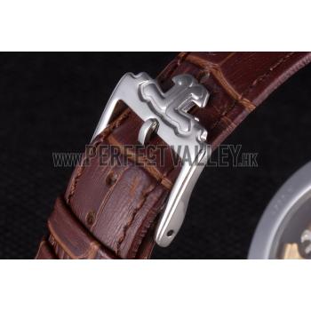 Jaeger Lecoultre Master Chronograph Silver Bezel Brown Leather Band  621612