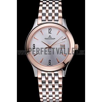 Jaeger LeCoultre Master White Dial Rose Gold Bezel Two Tone Band  622090 Replica