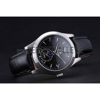 Jaeger LeCoultre Master Black Dial Black Leather Band Stainless Steel Bezel  622079 Replica