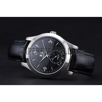 Jaeger LeCoultre Master Black Dial Black Leather Band Stainless Steel Bezel  622079 Replica