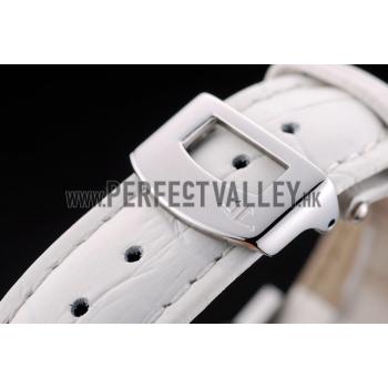 Jaeger le Coultre Reverso Squadro Lady White Leather Strap Pearl Dial 41970