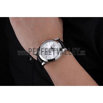 Jaeger LeCoultre Rendez-Vous Night And Day White Dial Black Leather Bracelet 622082