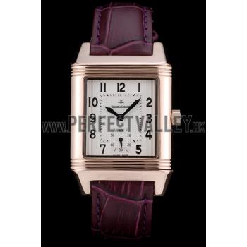 Replica Jaeger le Coultre Reverso Squadro Lady Brown Leather Strap White Dial 41965