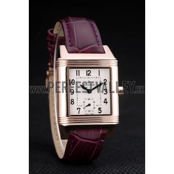 Replica Jaeger le Coultre Reverso Squadro Lady Brown Leather Strap White Dial 41965