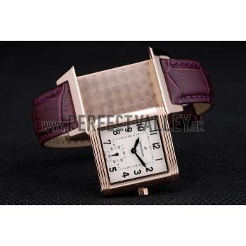 Replica Jaeger le Coultre Reverso Squadro Lady Brown Leather Strap White Dial 41965