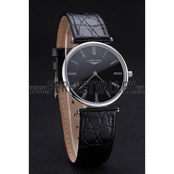 Longines La Grande Classique Black Dial Black Leather Band Homme  622131