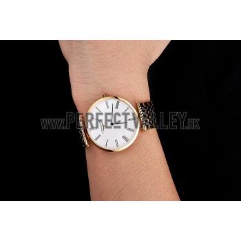 Swiss Longines Grande Classique White Dial Roman Numerals Gold Case Two Tone Bracelet