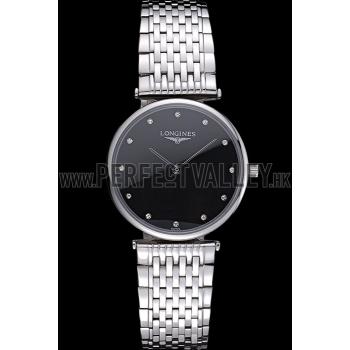 Longines La Grande Classique Stainless Steel Black Dial Diamond Markers Homme  622111