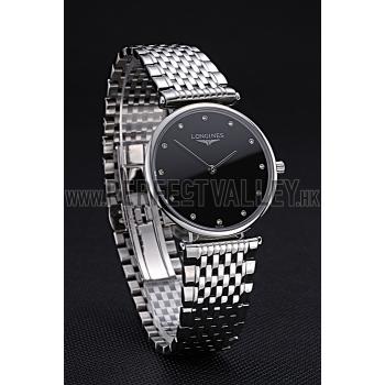 Longines La Grande Classique Stainless Steel Black Dial Diamond Markers Homme  622111