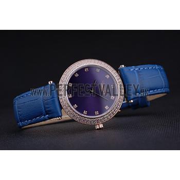 Replica Longines La Grande Classique Blue Round Dial Diamond Case Diamond Numerals Blue Leather Band  622386