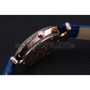 Replica Longines La Grande Classique Blue Round Dial Diamond Case Diamond Numerals Blue Leather Band  622386