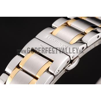 Swiss Longines Master White Dial Applied Indexes Hour Markers Two Tone Stainless Steel Bracelet 1453931